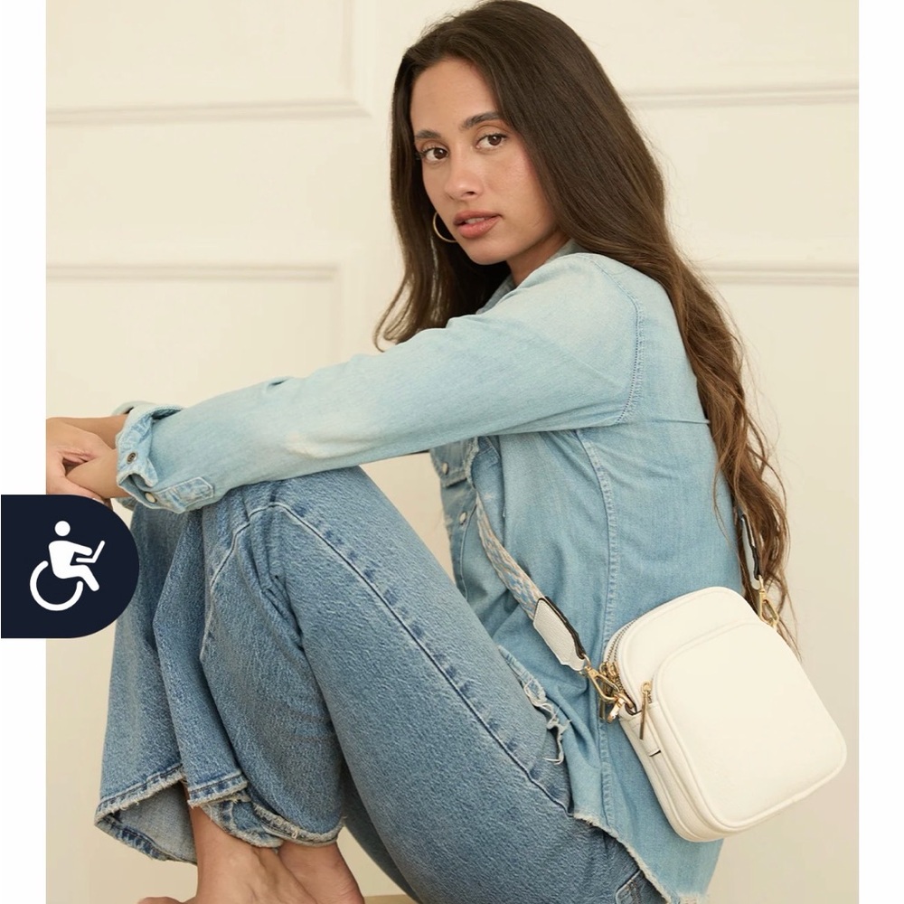 Mali & Lili Off-White Crossbody Bag with Patterned Strap - Picture 2 of 12
